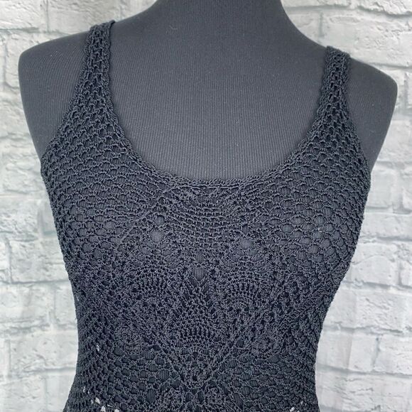 The limited hand knit scoopneck fitted tank w/sequins all black sz medium women - Picture 2 of 9